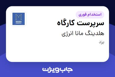  استخدام سرپرست کارگاه - آقا در هلدینگ مانا انرژی