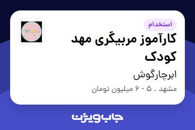  استخدام کارآموز مربیگری مهد کودک - خانم در ابرچارگوش