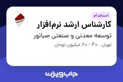  استخدام کارشناس ارشد نرم‌افزار در توسعه معدنی و صنعتی صبانور