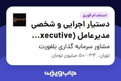  استخدام دستیار اجرایی و شخصی مدیرعامل (Executive Personal Assistant) - خانم در مشاور سرمایه گذاری بلفورت