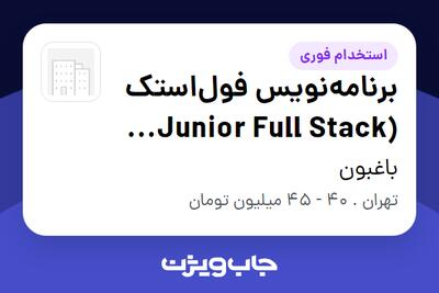  استخدام برنامه‌نویس فول‌استک (Junior Full Stack Developer) در باغبون