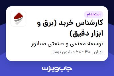  استخدام کارشناس خرید (برق و ابزار دقیق) در توسعه معدنی و صنعتی صبانور
