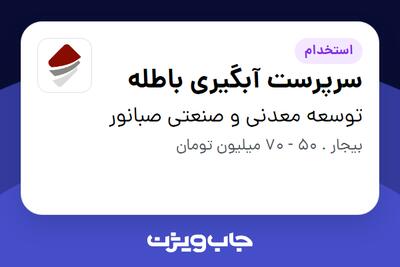 استخدام سرپرست آبگیری باطله - آقا در توسعه معدنی و صنعتی صبانور