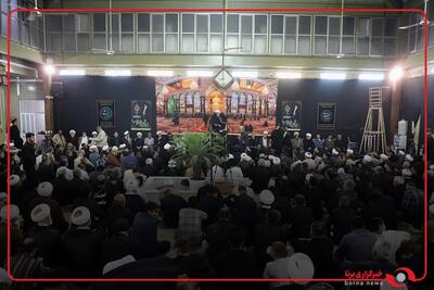 گوشههایی از مراسم بزرگداشت رهبر شهید انقلاب اسلامی در بیت حضرت آیتالله العظمی سیستانی؛ قم، ۲۴ تیرماه ۱۴۰۵