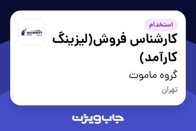  استخدام کارشناس فروش(لیزینگ کارآمد) در گروه ماموت