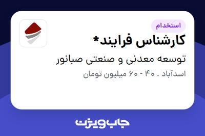  استخدام کارشناس فرایند* - آقا در توسعه معدنی و صنعتی صبانور