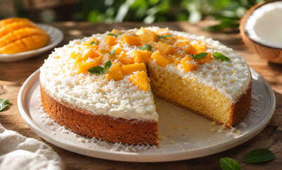  طرز تهیه کیک انبه نارگیلی با بافت اسفنجی و لطیف