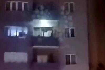 لحظه دلهره‌آور سقوط مرد جوان از طبقه ۶ برجی در تبریز