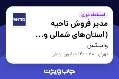  استخدام مدیر فروش ناحیه (استان‌های شمالی و شرقی) در وایتکس