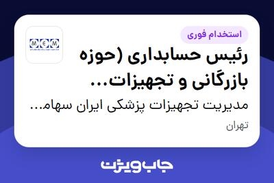 استخدام رئیس حسابداری (حوزه بازرگانی و تجهیزات پزشکی) در مدیریت تجهیزات پزشکی ایران سهامی خاص