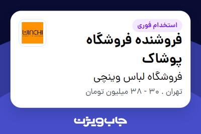  استخدام فروشنده فروشگاه پوشاک - آقا در فروشگاه لباس وینچی