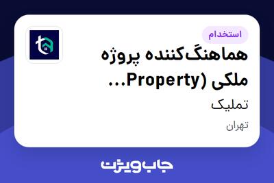  استخدام هماهنگ‌کننده پروژه ملکی (Property Sourcing   Listing Coordinator) در تملیک