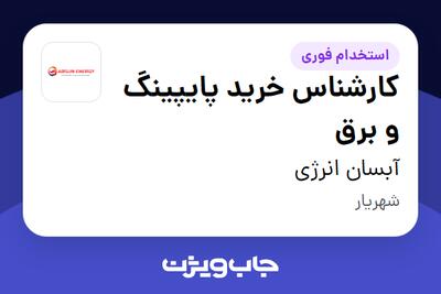 استخدام کارشناس خرید پایپینگ و برق در آبسان انرژی