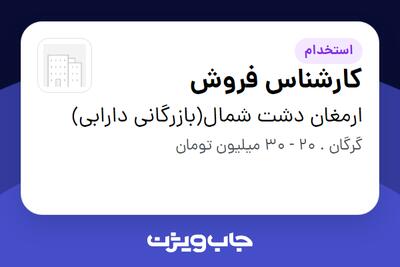استخدام کارشناس فروش - آقا در ارمغان دشت شمال(بازرگانی دارابی)