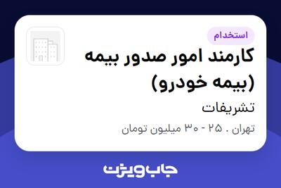 استخدام کارمند امور صدور بیمه (بیمه خودرو) - آقا در تشریفات