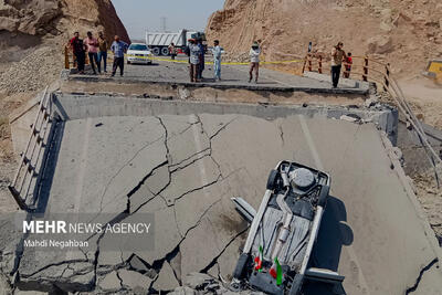  وضعیت پل محور بندرعباس به رودان بر اثر حملات آمریکایی