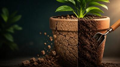 بهترین روش نرم کردن خاک سفت گلدان با ترفند ساده خانگی