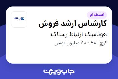  استخدام کارشناس ارشد فروش در هونامیک ارتباط رستاک