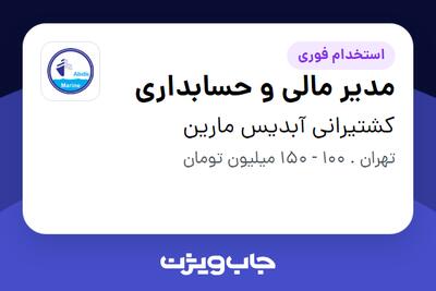 استخدام مدیر مالی و حسابداری - آقا در کشتیرانی آبدیس مارین