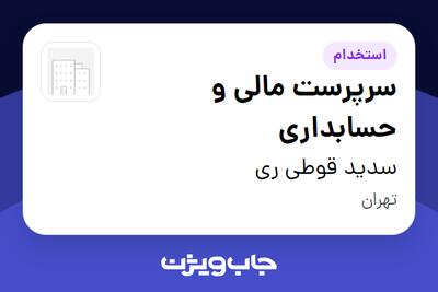 استخدام سرپرست مالی و حسابداری - خانم در سدید قوطی ری