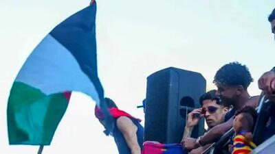  عکس پربازدید از لامین یامال روی دیوارهای غزه