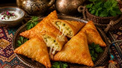  طرز تهیه سمبوسه پنیری و سیب زمینی؛ میان وعده ای ترد، کشدار و فوق العاده خوشمزه