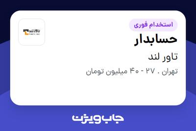  استخدام حسابدار - خانم در تاور لند