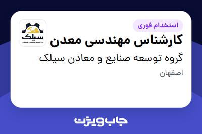استخدام کارشناس مهندسی معدن - آقا در گروه توسعه صنایع و معادن سیلک