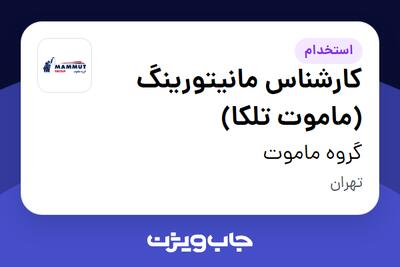  استخدام کارشناس مانیتورینگ (ماموت تلکا) - آقا در گروه ماموت