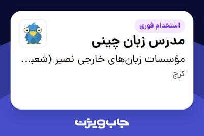 استخدام مدرس زبان چینی در مؤسسات زبانهای خارجی نصیر (شعبه مرکزی)
