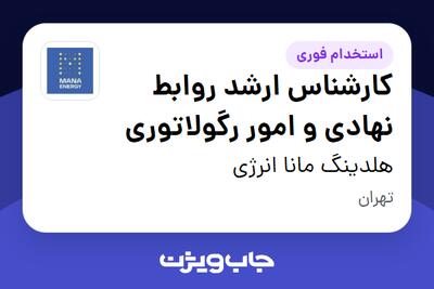 استخدام کارشناس ارشد روابط نهادی و امور رگولاتوری در هلدینگ مانا انرژی