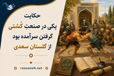 حکایت یکی در صنعتِ کُشتی گرفتن سرآمده بود از گلستان سعدی با نثر ساده و تفسیر