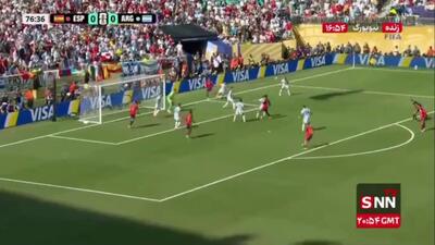  شوت کوبارسی با واکنش مارتینز و کمک مدافعان دفع شد / اسپانیا 0 - 0 آرژانتین