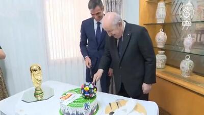 جشن قهرمانی اسپانیا در دفتر رییس جمهور الجزایر