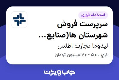 استخدام سرپرست فروش شهرستان ها(صنایع غذایی) - آقا در لیدوما تجارت اطلس