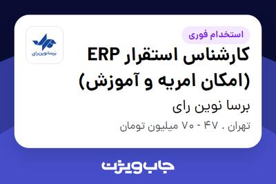 استخدام کارشناس استقرار ERP (امکان امریه و آموزش) در برسا نوین رای