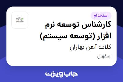  استخدام کارشناس توسعه نرم افزار (توسعه سیستم) در کلات آهن بهاران