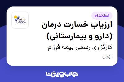  استخدام ارزیاب خسارت درمان (دارو و بیمارستانی) در کارگزاری رسمی بیمه فرزام