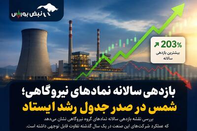 بازدهی سالانه نمادهای نیروگاهی؛ شمس با رشد ۲۰۳ درصدی در صدر ایستاد