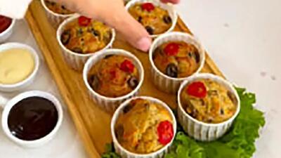 آموزش پخت فینگرفود به اسم مافین مرغ و قارچ + فیلم
