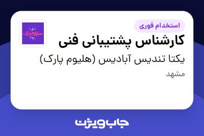 استخدام کارشناس پشتیبانی فنی - آقا در یکتا تندیس آبادیس (هلیوم پارک)