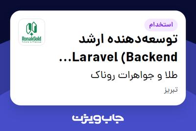  استخدام توسعه‌دهنده ارشد Laravel (Backend Tech Lead) در طلا و جواهرات روناک