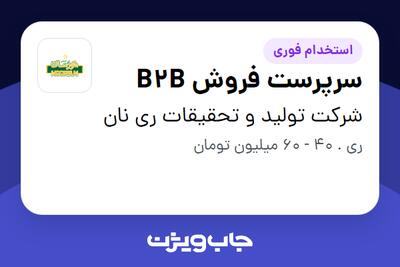  استخدام سرپرست فروش B2B در شرکت تولید و تحقیقات ری نان