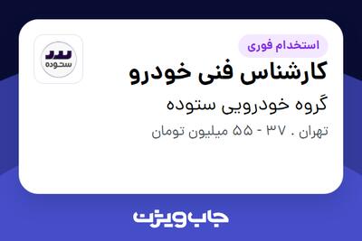  استخدام کارشناس فنی خودرو - آقا در گروه خودرویی ستوده