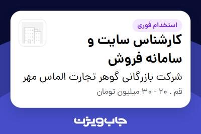  استخدام کارشناس سایت و سامانه فروش - خانم در شرکت بازرگانی گوهر تجارت الماس مهر
