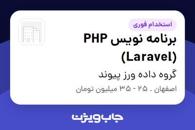 استخدام برنامه نویس PHP (Laravel) - آقا در گروه داده ورز پیوند
