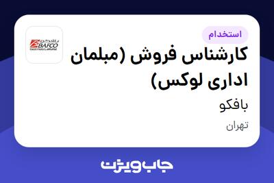  استخدام کارشناس فروش (مبلمان اداری لوکس) در بافکو
