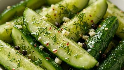  طرز تهیه خیارشور فوری و ترد با سیر و شوید تازه در ۱۰ دقیقه