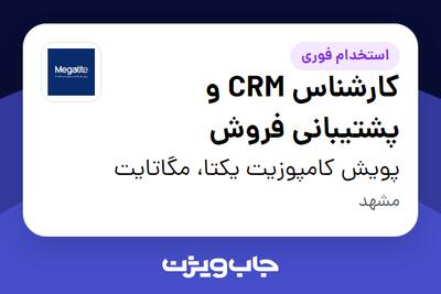  استخدام کارشناس CRM و پشتیبانی فروش در پویش کامپوزیت یکتا، مگاتایت