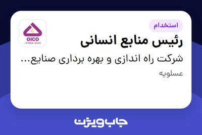  استخدام رئیس منابع انسانی - آقا در شرکت راه اندازی و بهره برداری صنایع نفت ایکو